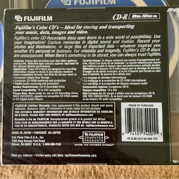 Fujifilm CD-R 80 minutes 700MB (19) NWOT Fuji - Picture 2 of 2